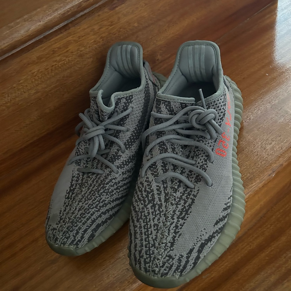 Yeezy Boost 350 V2 in Gray with Red Accents